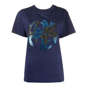 ALBERTA FERRETI Women's Graphic Print Short Sleeve Jersey Top Women BLUE